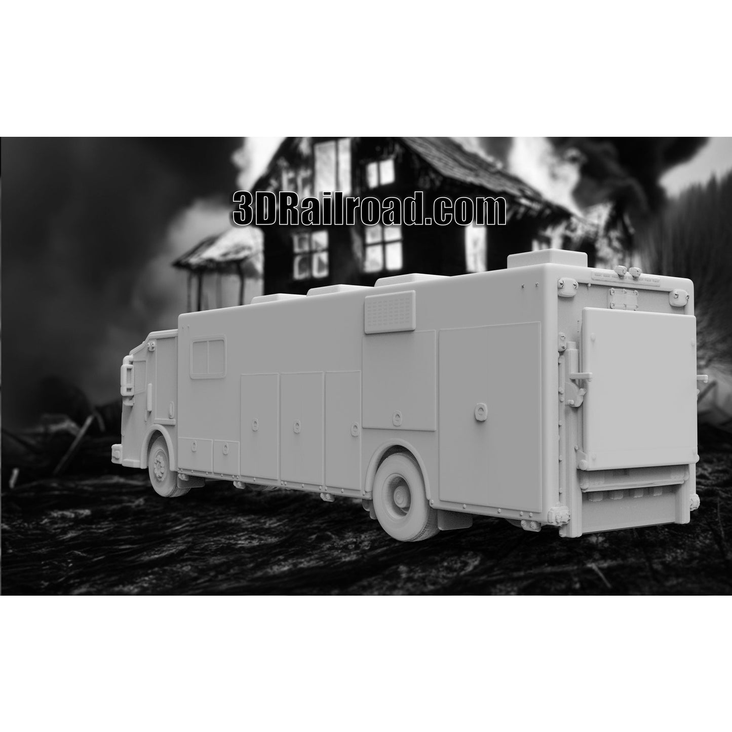 1/87th Scale - Walk-in HAZMAT Rescue Firetruck - 3d Printed in Clear Resin - Unpainted