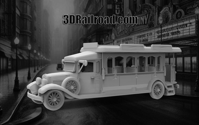 1920 Hop On Bus  - 1920s - Custom Sculptures 3D Printed in Clear Resin