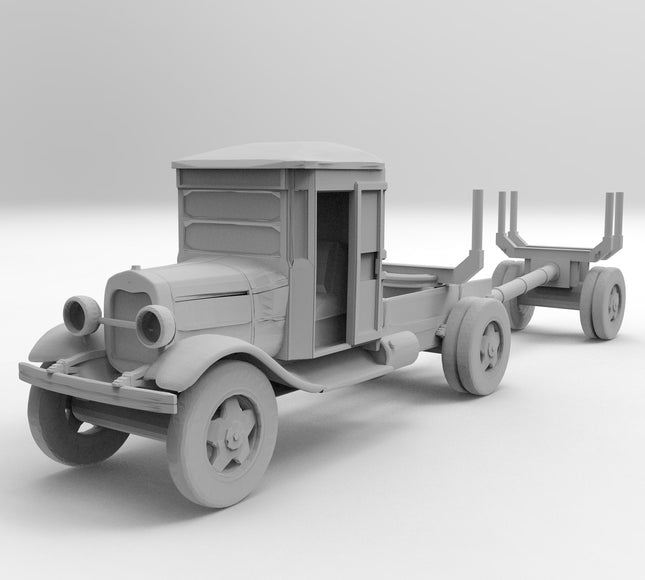 1920 Logging Truck Long  - 1920s - Custom Sculptures 3D Printed in Clear Resin