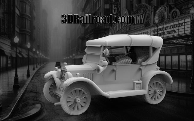 1924 Ford Model T Tourer - 1920s - Custom Sculptures 3D Printed in Clear Resin