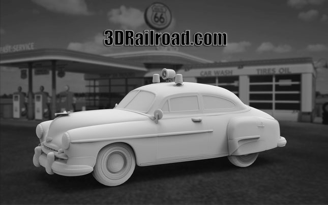 1950 Police Car - Custom Sculptures 3D Printed in Clear Resin