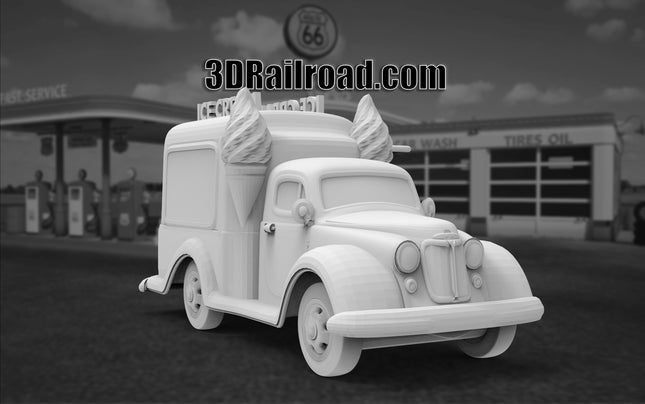 1950  Ice Cream Truck - Custom Sculptures 3D Printed in Clear Resin