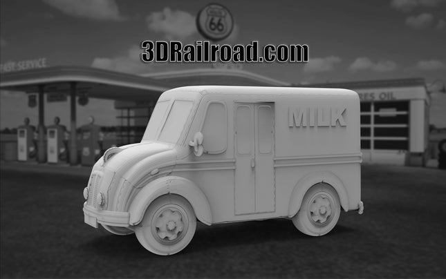1950 Milk Truck - Custom Sculptures 3D Printed in Clear Resin