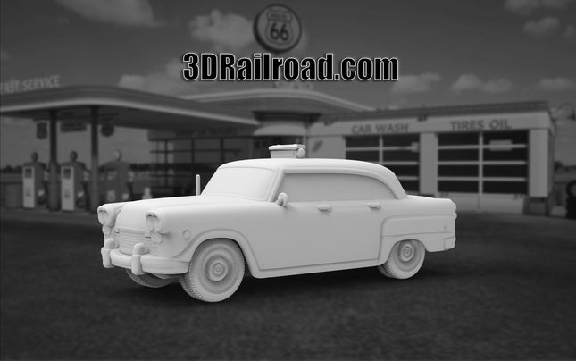 1950 Taxi - Custom Sculptures 3D Printed in Clear Resin