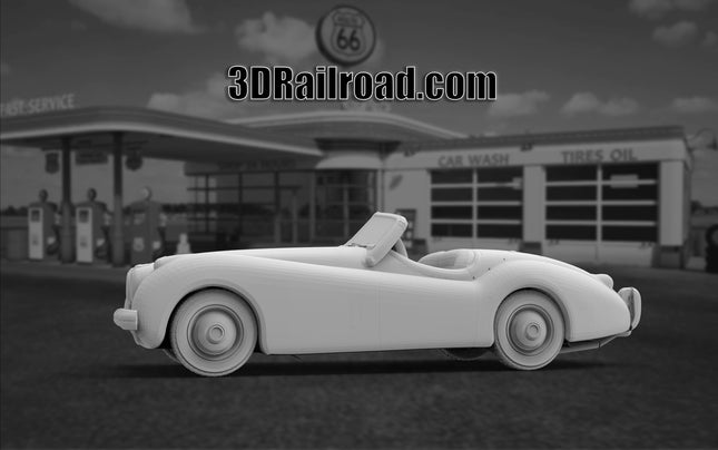 1954  Jaguar XK120 - Custom Sculptures 3D Printed in Clear Resin
