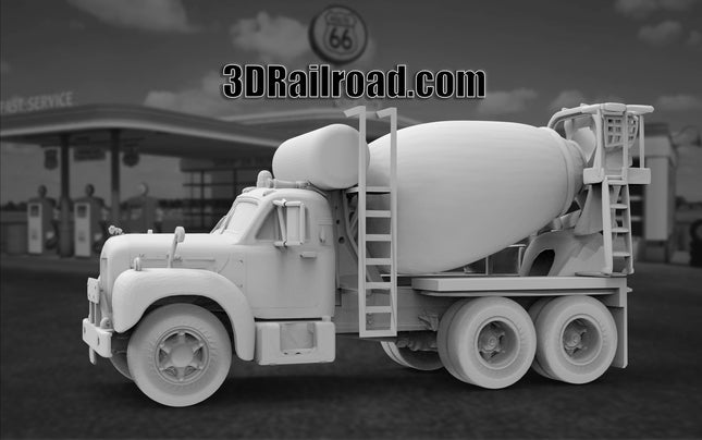 1955 Mack Concrete Truck - Custom Sculptures 3D Printed in Clear Resin