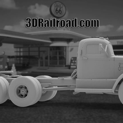 1955 White Dual Axel Semi - Custom Sculptures 3D Printed in Clear Resin