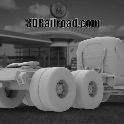 1955 White Dual Axel Semi - Custom Sculptures 3D Printed in Clear Resin