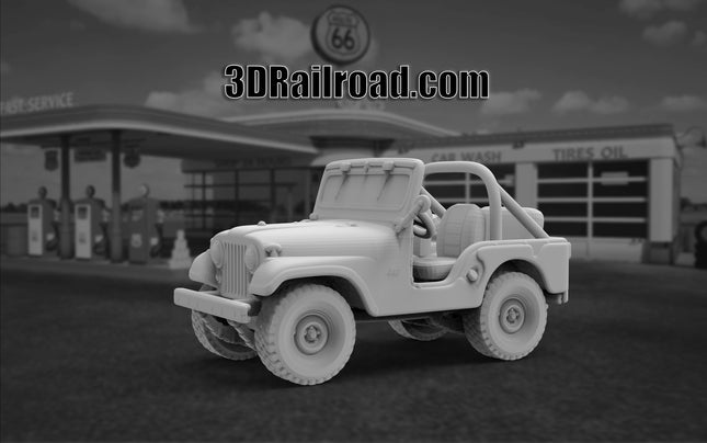 1957 Jeep CJ Opentop - Custom Sculptures 3D Printed in Clear Resin