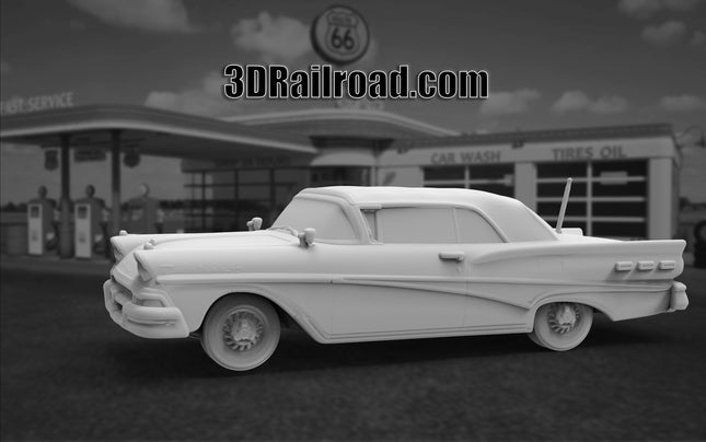 1958 Ford Failane Convertible Closed - Custom Sculptures 3D Printed in Clear Resin