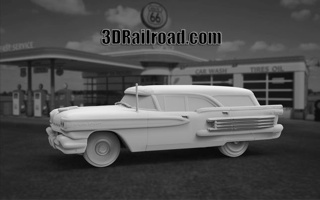 1958 Oldsmobile Fiesta Station Wagon - Custom Sculptures 3D Printed in Clear Resin