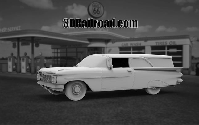 1959 Chevy Biscayne Wagon - Custom Sculptures 3D Printed in Clear Resin