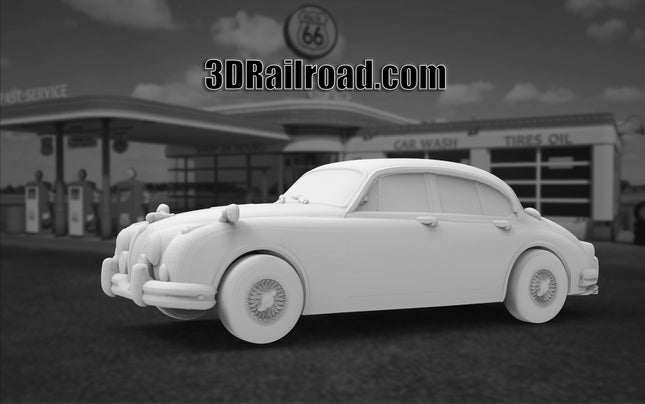 1959 Jaguar  - Custom Sculptures 3D Printed in Clear Resin