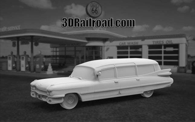 1959  Hearse - Custom Sculptures 3D Printed in Clear Resin