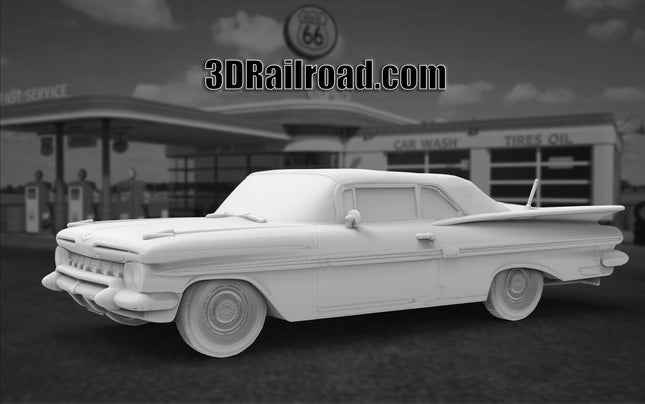 1959 Chevy Impala Convertible  - Custom Sculptures 3D Printed in Clear Resin