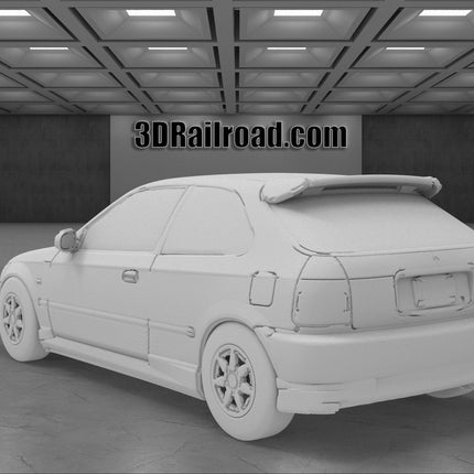 1997 Honda Civic R Type - Custom Sculptures 3D Printed in Clear Resin