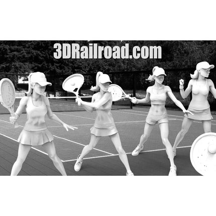 HO 1/87 Tennis Players -  8 Figures - Custom Sculptures 3D Printed in Grey