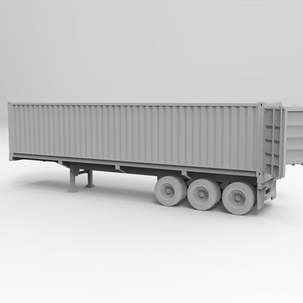 40 Ft Conatiner Open Doors - Semi Trailer - Custom Sculptures 3D Printed in Grey Resin