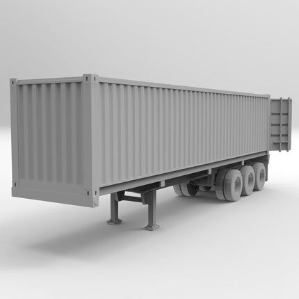 40 Ft Conatiner Open Doors - Semi Trailer - Custom Sculptures 3D Printed in Grey Resin
