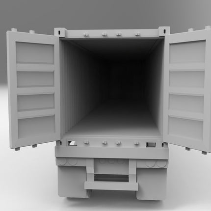 40 Ft Conatiner Open Doors - Semi Trailer - Custom Sculptures 3D Printed in Grey Resin