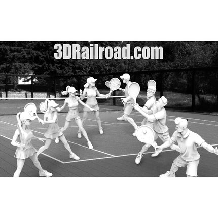 HO 1/87 Tennis Players -  8 Figures - Custom Sculptures 3D Printed in Grey