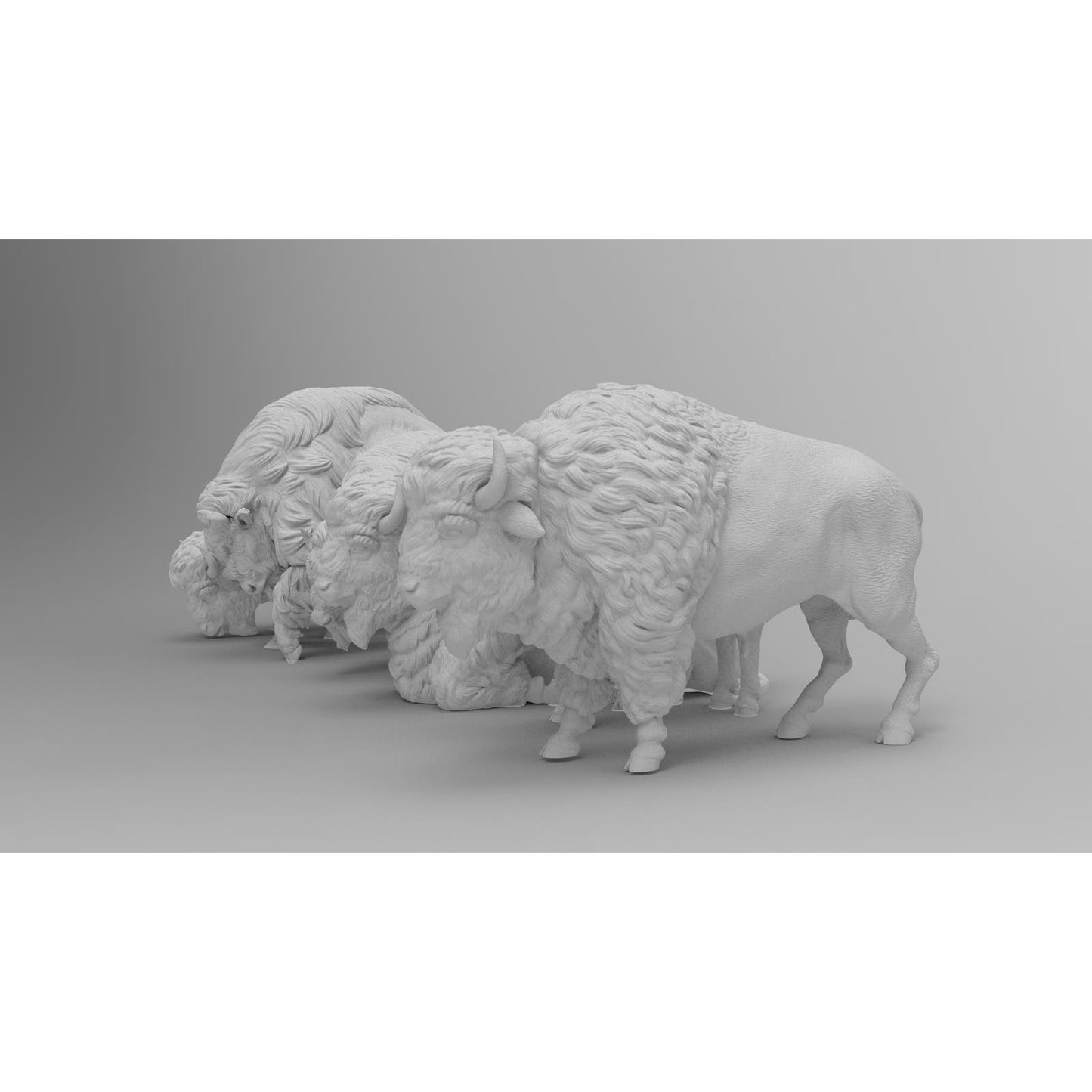 HO Scale 1/87  Buffalo set of 6 Printed in Clear Resin