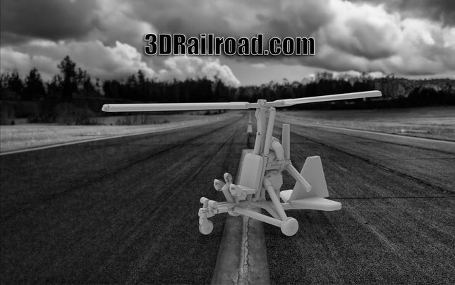Autogyro  - Planes - Custom Sculptures 3D Printed in Clear Resin
