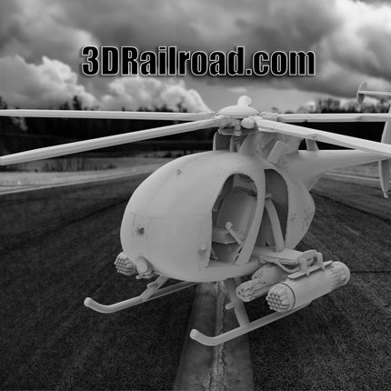 Boeing AH6 Helicopter  - Planes - Custom Sculptures 3D Printed in Clear Resin