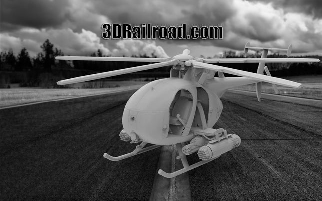 Boeing AH6 Helicopter  - Planes - Custom Sculptures 3D Printed in Clear Resin