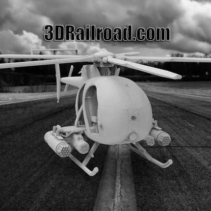 Boeing AH6 Helicopter  - Planes - Custom Sculptures 3D Printed in Clear Resin