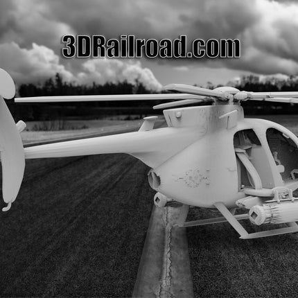Boeing AH6 Helicopter  - Planes - Custom Sculptures 3D Printed in Clear Resin