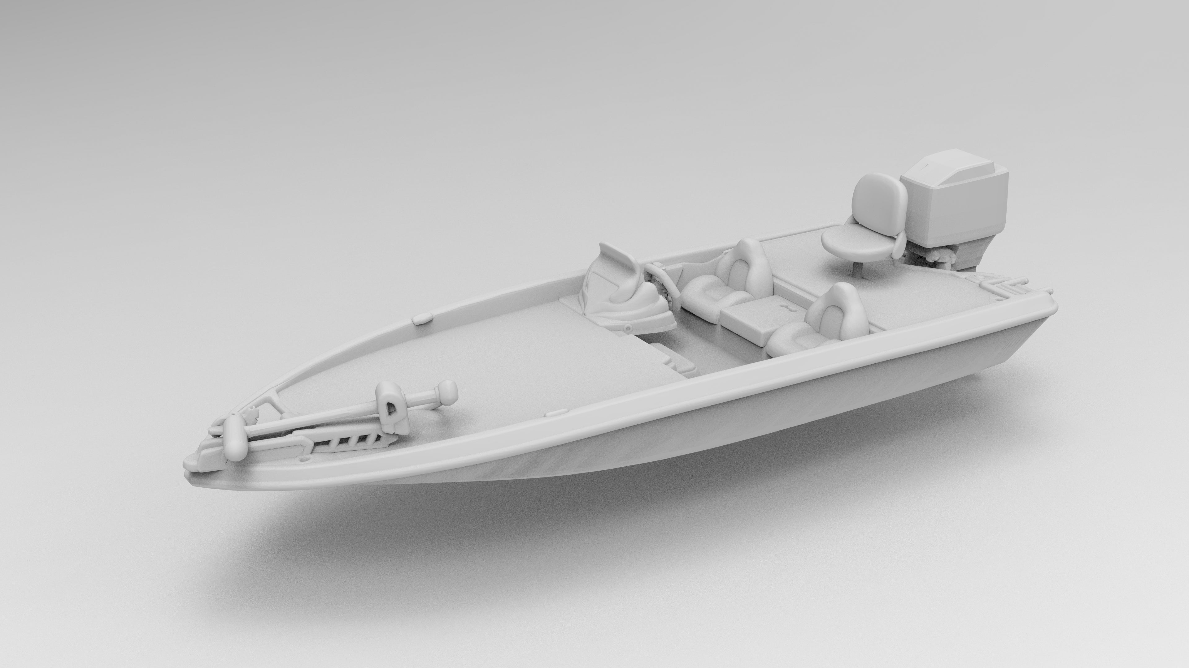 Custom Boat Objects Bass Boat - Boats - Custom Sculptures 3D Printed in Clear Resin ...