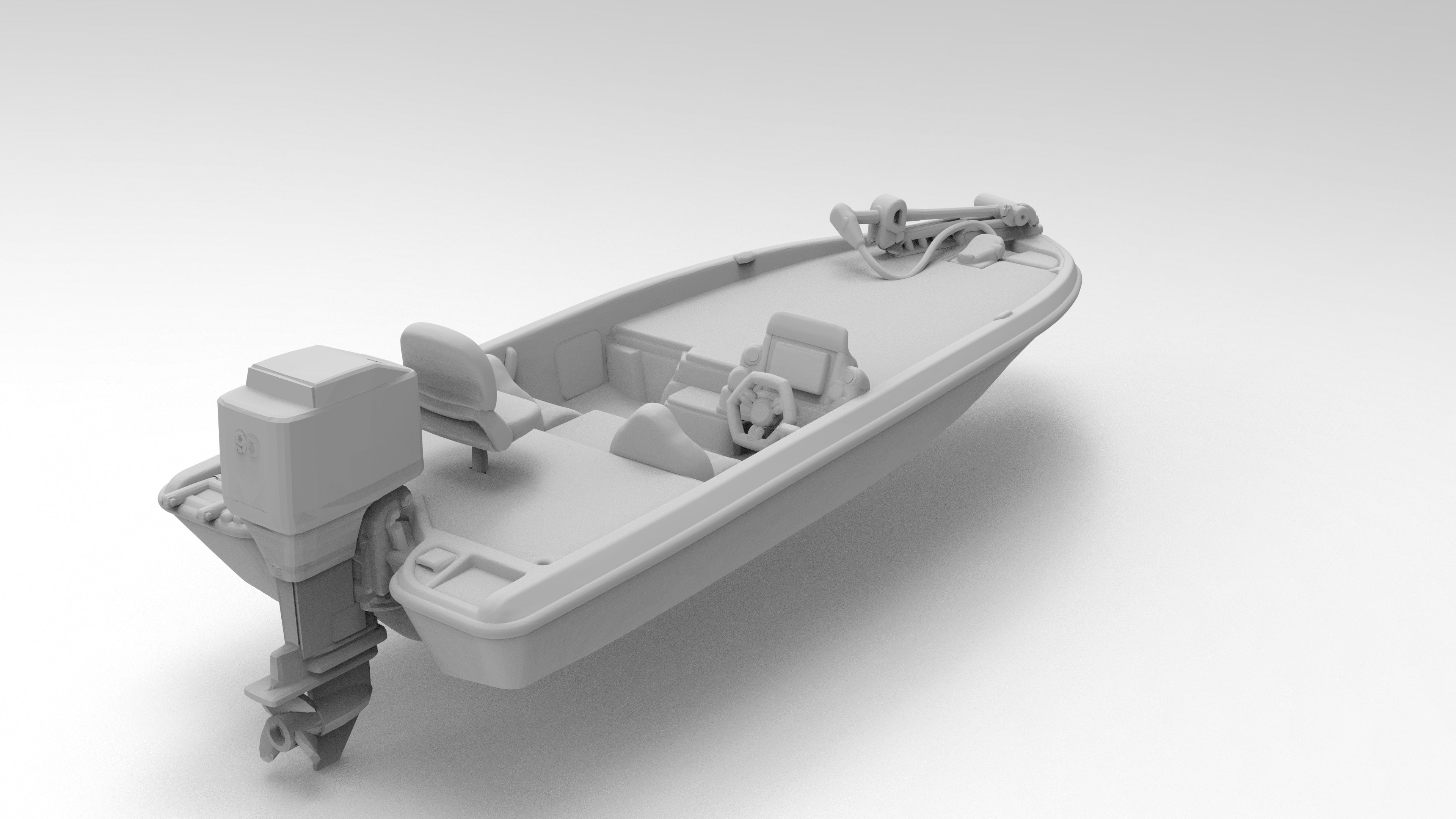 Custom Boat Objects Bass Boat - Boats - Custom Sculptures 3D Printed in Clear Resin ...