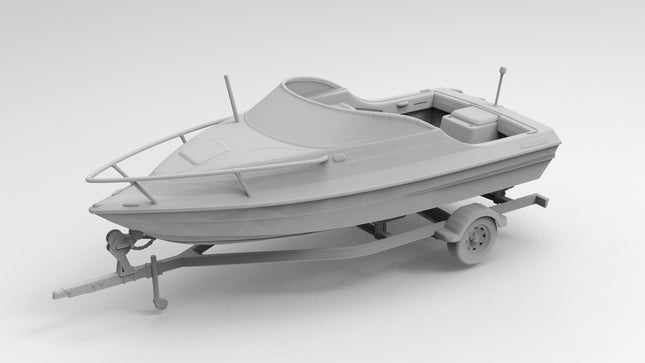 Bayliner on Trailer - Boats - Custom Sculptures 3D Printed in Clear Resin