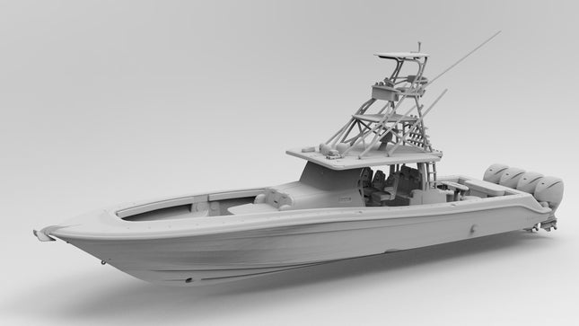 Chater Fishing Boat - Boats - Custom Sculptures 3D Printed in Clear Resin