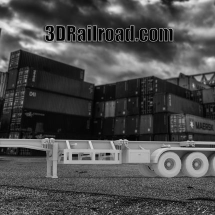 3 Axle Intermodal Trailer - Container - Custom Sculptures 3D Printed in Clear Resin