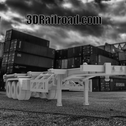 3 Axle Intermodal Trailer - Container - Custom Sculptures 3D Printed in Clear Resin