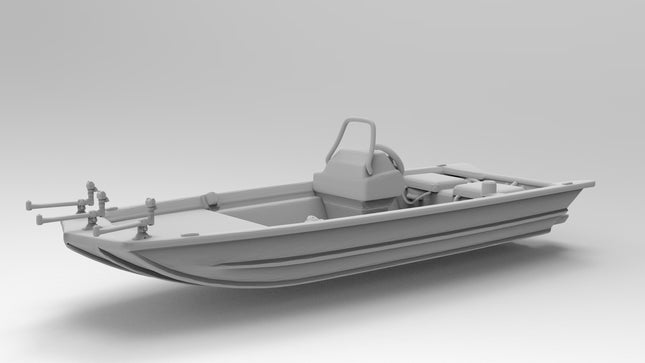 Flat Bottom Boat - Boats - Custom Sculptures 3D Printed in Clear Resin