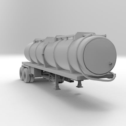 Gas Tanker - Semi Trailer - Custom Sculptures 3D Printed in Grey Resin