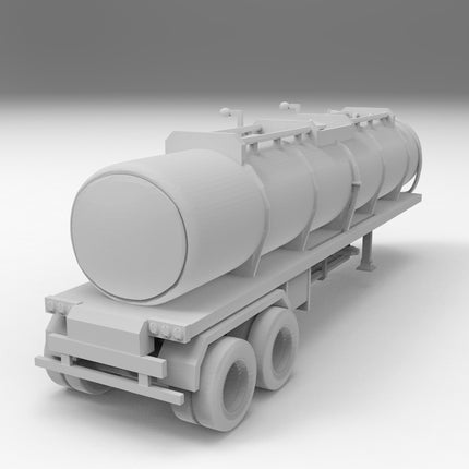 Gas Tanker - Semi Trailer - Custom Sculptures 3D Printed in Grey Resin