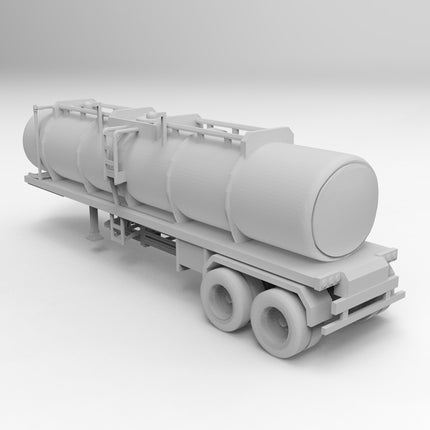 Gas Tanker - Semi Trailer - Custom Sculptures 3D Printed in Grey Resin