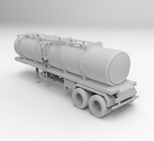 Gas Tanker - Semi Trailer - Custom Sculptures 3D Printed in Grey Resin