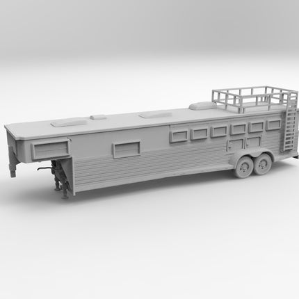 Horse Trailer Large - Semi Trailer - Custom Sculptures 3D Printed in Grey Resin