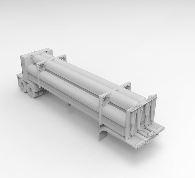 Liquid Nitrogen Trailer - Semi Trailer - Custom Sculptures 3D Printed in Grey Resin