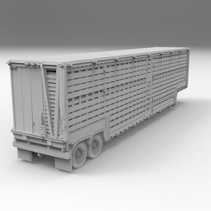 Livestock Transport - Semi Trailer - Custom Sculptures 3D Printed in Grey Resin