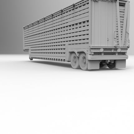 Livestock Transport - Semi Trailer - Custom Sculptures 3D Printed in Grey Resin