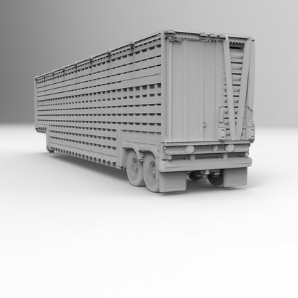 Livestock Transport - Semi Trailer - Custom Sculptures 3D Printed in Grey Resin
