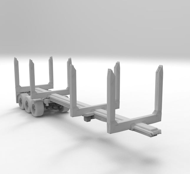 Logging Trailer - Semi Trailer - Custom Sculptures 3D Printed in Grey Resin
