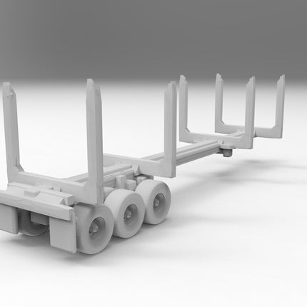 Logging Trailer - Semi Trailer - Custom Sculptures 3D Printed in Grey Resin