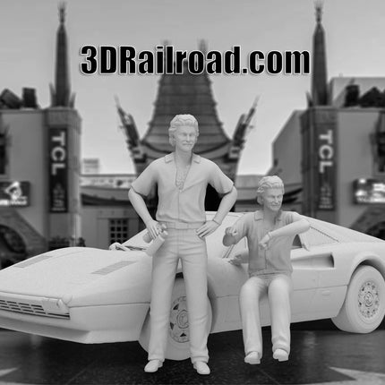 Hawaiian Private Eye, Car and Figures - Custom Sculptures 3D Printed in Clear Resin